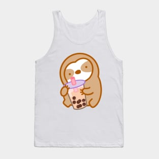 Cute Boba Milk Tea Sloth Tank Top